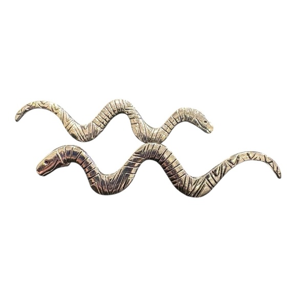 Laurel Burch Vintage Silver-Plated Snake Earrings Etched Design J18 - Picture 3 of 7